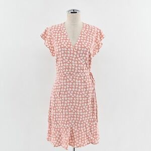 Rails‎ Womens Silk Heart  Wrap Dress Size S Pink Pastel Romantic Cottagecore